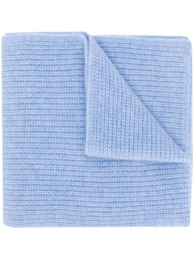Shop N•peal Chunky Ribbed Cashmere Scarf In Blue