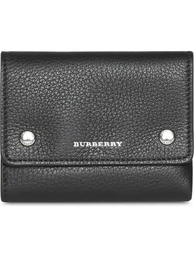 Shop Burberry Small Leather Folding Wallet In Black