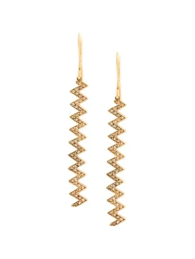 Shop Jennifer Meyer 18kt Yellow Gold Zigzag Drop Earrings