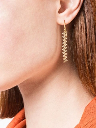 Shop Jennifer Meyer 18kt Yellow Gold Zigzag Drop Earrings