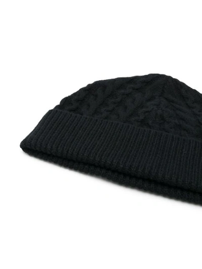Shop Aspesi Cable Knit Beanie - Black