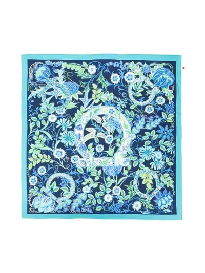 SALVATORE FERRAGAMO PRINTED SCARF - 蓝色