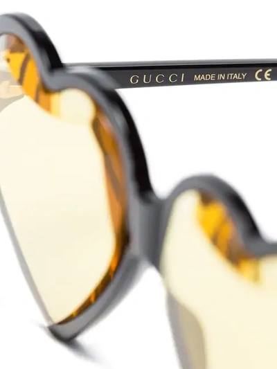 Shop Gucci Yellow Heart-shaped Sunglasses In Black