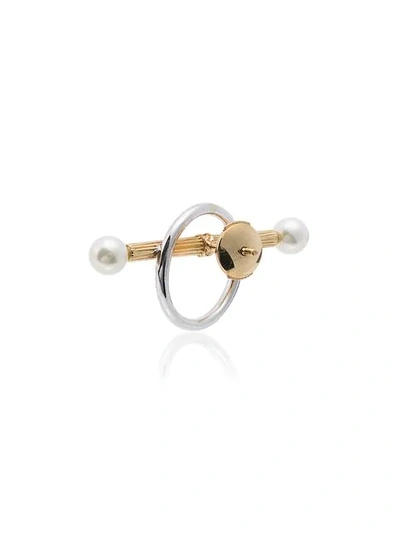 Shop Yvonne Léon Bobarrerem 18kt White And Yellow Gold Diamond Singular Earring