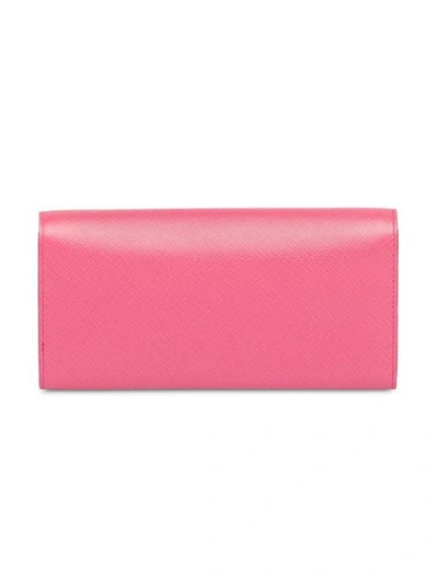Shop Prada Logo Plaque Credit Card Wallet In Pink