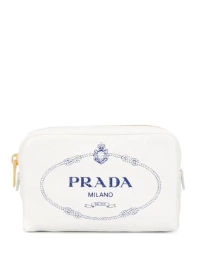 Shop Prada Logo Make Up Bag In White