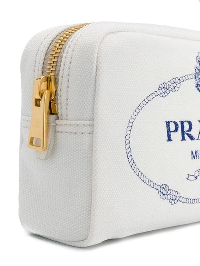 Shop Prada Logo Make Up Bag In White