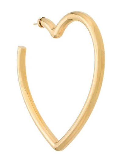 Shop Balenciaga Oversized Heart Earring In 0107 Metallic