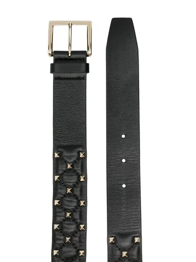 Shop Valentino Garavani Rockstud Quilted Belt In 0no Nero