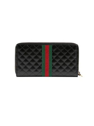 Shop Gucci Leather Zip Around Wallet With Double G In Blue