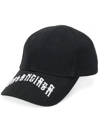 Shop Balenciaga Logo Embroidered Cap In Black