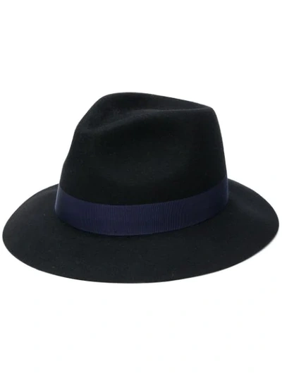 Shop Lanvin Ribbon Panama Hat In Black