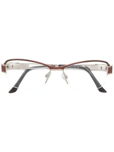 Shop Cazal Rectangle Frame Glasses In Brown