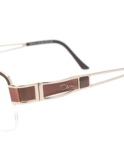 Shop Cazal Rectangle Frame Glasses In Brown