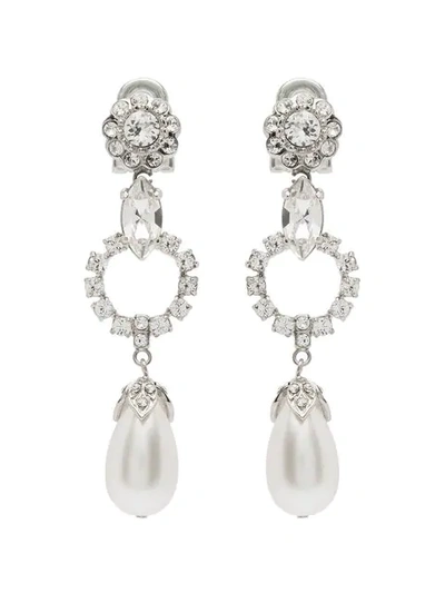 Shop Miu Miu Crystal Earrings In Silver