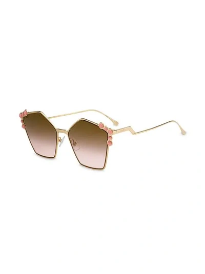 Shop Fendi Studded Pentagonal Sunglasses In Pink
