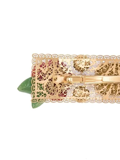 Shop Dolce & Gabbana Rose Leopard Hair Clip - Gold