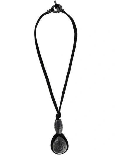 Pre-owned Giorgio Armani Engraved Charm Necklace In Black