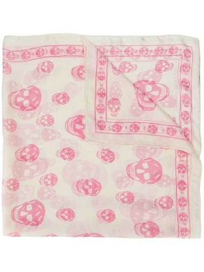 Shop Alexander Mcqueen Skull Print Scarf In Neutrals