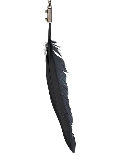 Shop Ann Demeulemeester Feather Pendant Necklace - Black