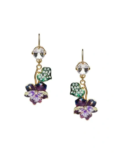 Shop Miu Miu Floral Dangle Earrings In Purple
