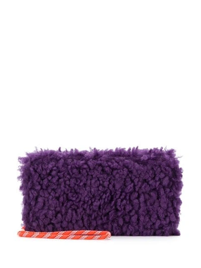 Shop Mm6 Maison Margiela Faux-shearling Wallet In Purple