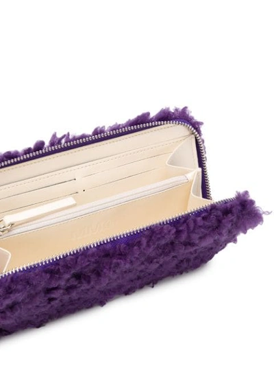 Shop Mm6 Maison Margiela Faux-shearling Wallet In Purple