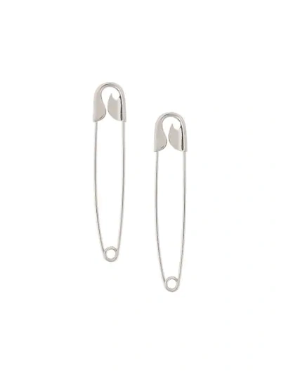 Balenciaga Safety-pin Drop Earrings In Silver-tone | ModeSens