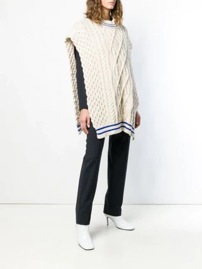 Shop Maison Margiela Cable Knit Oversized Sweater Scarf - Neutrals