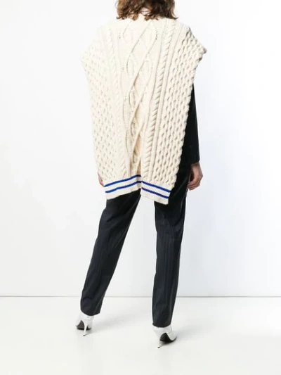 Shop Maison Margiela Cable Knit Oversized Sweater Scarf - Neutrals