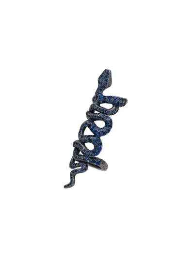Shop Loree Rodkin Blue Bondage Snake Sapphire Embelllished Ring