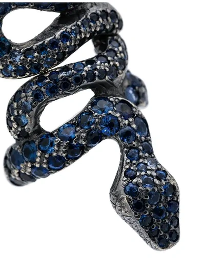 Shop Loree Rodkin Blue Bondage Snake Sapphire Embelllished Ring