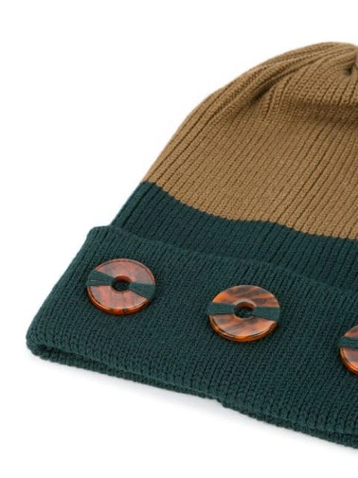 Shop 0711 Panelled Button Beanie In Brown