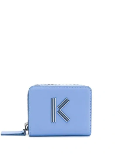 Shop Kenzo Square Zip Around Wallet In Blue