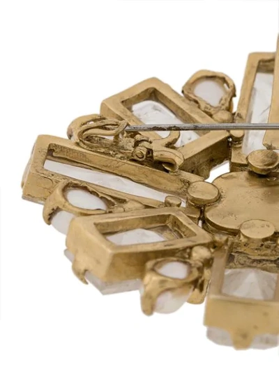 Shop Goossens Crystal-embellished Brooch In Gold