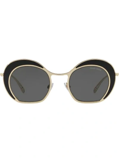 Shop Giorgio Armani Oversized Round Frame Sunglasses In Black