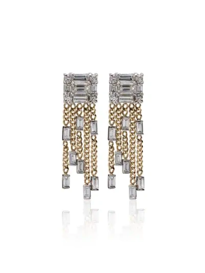 Shop Mindi Mond Yellow Gold Clarity 5 Strand Diamond Tassel Earrings In Metallic
