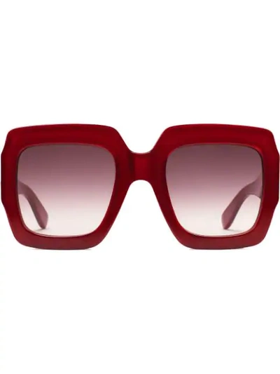 Shop Gucci Square-frame Sunglasses In Red