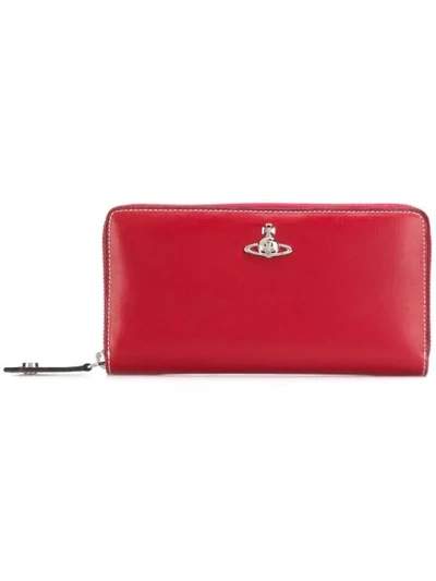 Shop Vivienne Westwood Zip Around Logo Wallet In Red