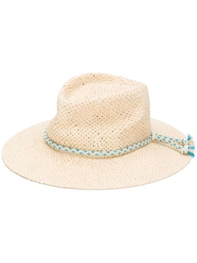 Shop Maison Michel Rope Strap Woven Hat In Neutrals
