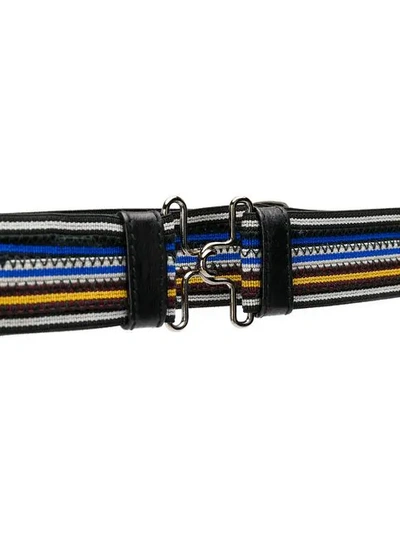 Prada Striped Clasp Buckle Belt Elastic Cotton In Multi