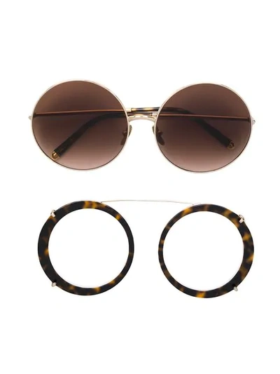 Shop Dolce & Gabbana Round Frame Sunglasses In Brown
