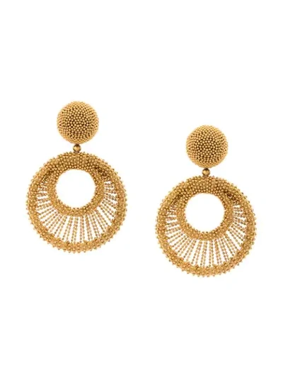 Shop Oscar De La Renta Beaded Hoop Earrings In Gold
