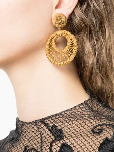 Shop Oscar De La Renta Beaded Hoop Earrings In Gold