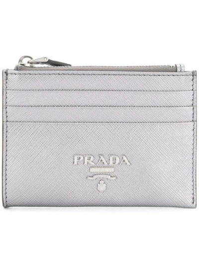 Shop Prada Zipped Wallet - Metallic