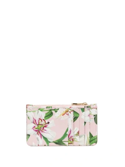 Shop Dolce & Gabbana Lily-print Cardholder In Pink