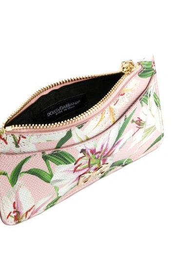 Shop Dolce & Gabbana Lily-print Cardholder In Pink