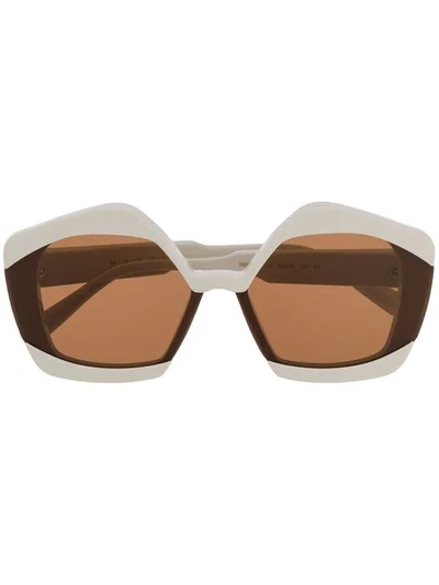 Shop Marni Eyewear Geometric Oversize-frame Sunglasses In White