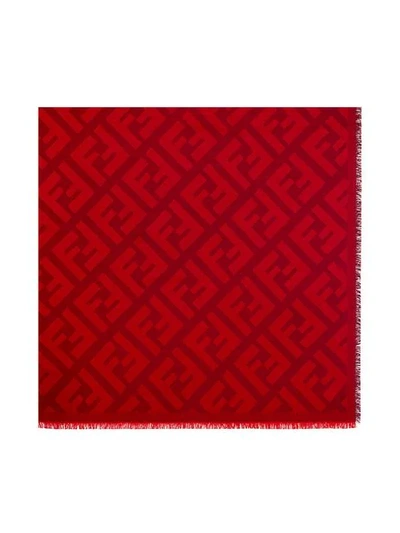 Shop Fendi Ff-motif Shawl In Red