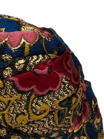 Shop Gucci Geometric Floral Jacquard Headband In Blue